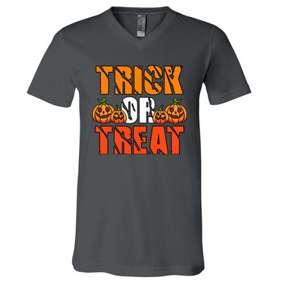 Trick Or Treat Halloween Festive Pumpkin V-Neck T-Shirt