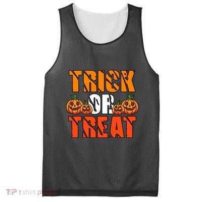 Trick Or Treat Halloween Festive Pumpkin Mesh Reversible Basketball Jersey Tank