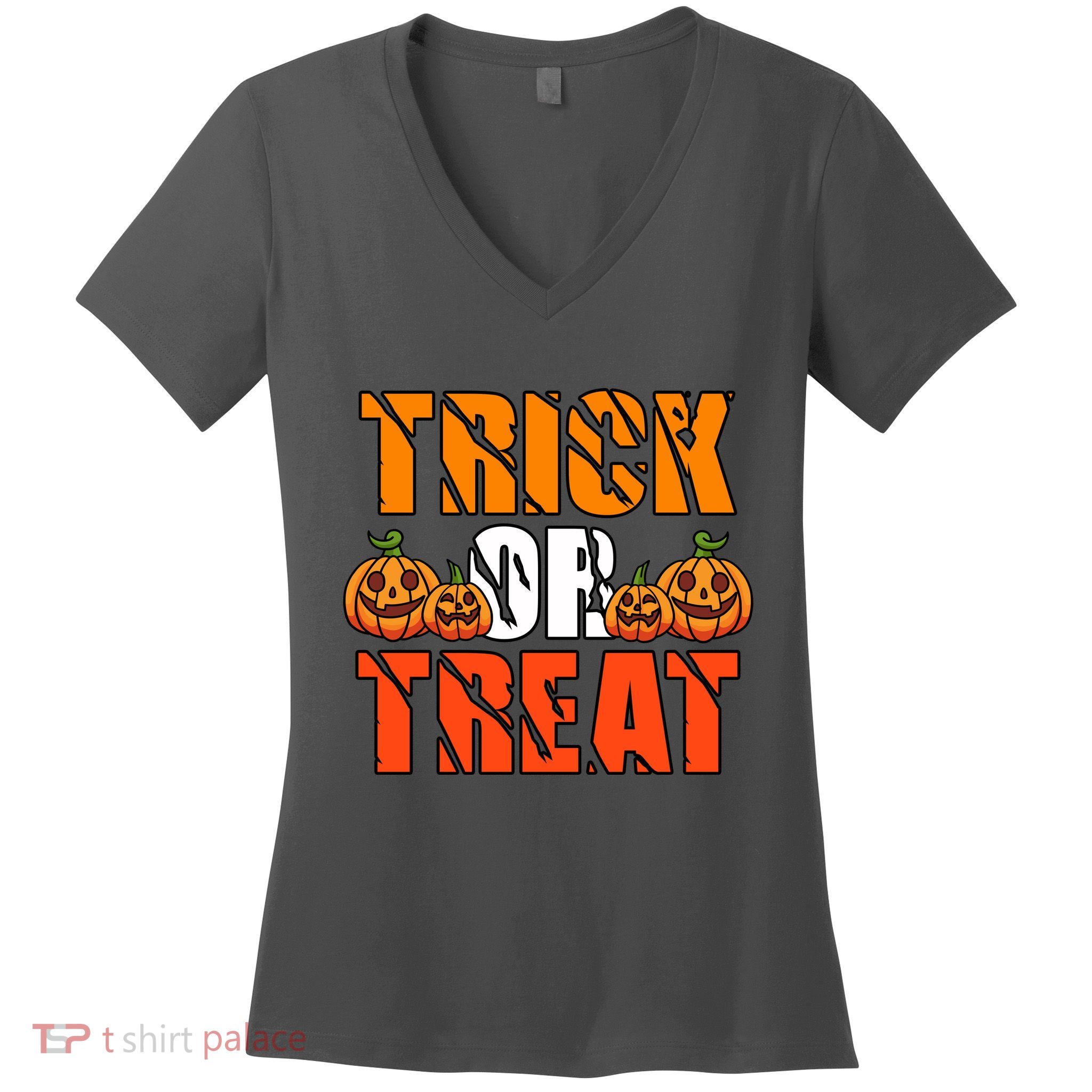 Trick Or Treat Halloween Festive Pumpkin Women's V-Neck T-Shirt