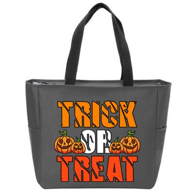 Trick Or Treat Halloween Festive Pumpkin Zip Tote Bag