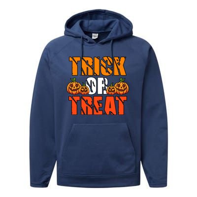 Trick Or Treat Halloween Festive Pumpkin Performance Fleece Hoodie