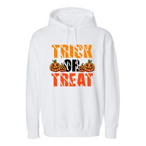 Trick Or Treat Halloween Festive Pumpkin Garment-Dyed Fleece Hoodie