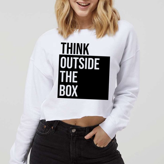 Think Outside The Box Cropped Pullover Crew