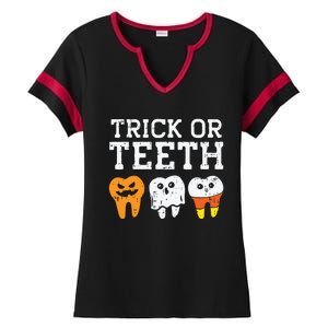 Trick Or Teeth Funny Dental Halloween Treat Dentist Gift Ladies Halftime Notch Neck Tee