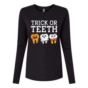 Trick Or Teeth Funny Dental Halloween Treat Dentist Gift Womens Cotton Relaxed Long Sleeve T-Shirt