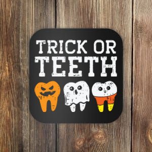 Trick Or Teeth Funny Dental Halloween Treat Dentist Gift Coaster