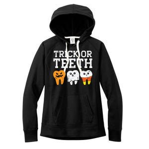 Trick Or Teeth Funny Dental Halloween Treat Dentist Gift Women's Fleece Hoodie