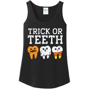 Trick Or Teeth Funny Dental Halloween Treat Dentist Gift Ladies Essential Tank