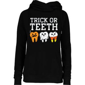 Trick Or Teeth Funny Dental Halloween Treat Dentist Gift Womens Funnel Neck Pullover Hood