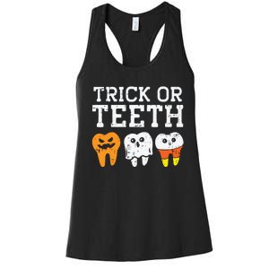 Trick Or Teeth Funny Dental Halloween Treat Dentist Gift Women's Racerback Tank