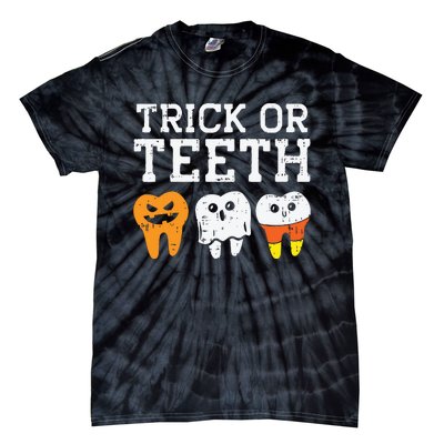 Trick Or Teeth Funny Dental Halloween Treat Dentist Gift Tie-Dye T-Shirt