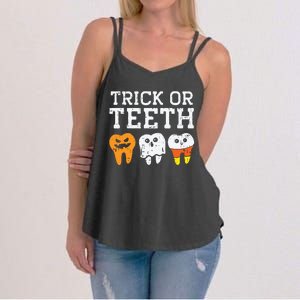 Trick Or Teeth Funny Dental Halloween Treat Dentist Gift Women's Strappy Tank