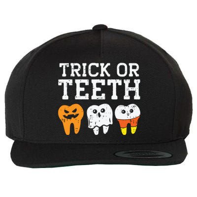 Trick Or Teeth Funny Dental Halloween Treat Dentist Gift Wool Snapback Cap