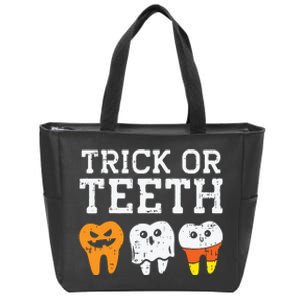 Trick Or Teeth Funny Dental Halloween Treat Dentist Gift Zip Tote Bag