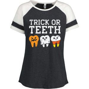 Trick Or Teeth Funny Dental Halloween Treat Dentist Gift Enza Ladies Jersey Colorblock Tee