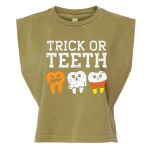 Trick Or Teeth Funny Dental Halloween Treat Dentist Gift Garment-Dyed Women's Muscle Tee