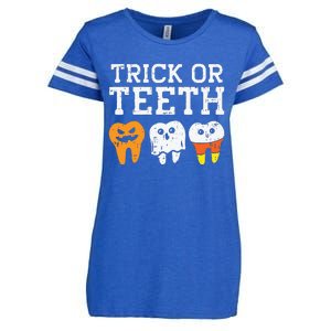 Trick Or Teeth Funny Dental Halloween Treat Dentist Gift Enza Ladies Jersey Football T-Shirt