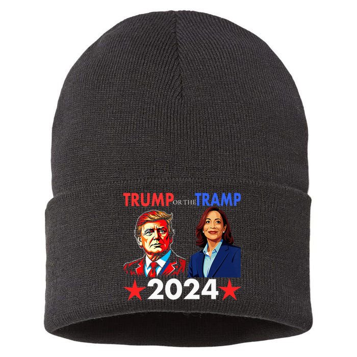 Trump Or The Tramp 2024 Vote For Trump Trump Vance 2024 Sustainable Knit Beanie