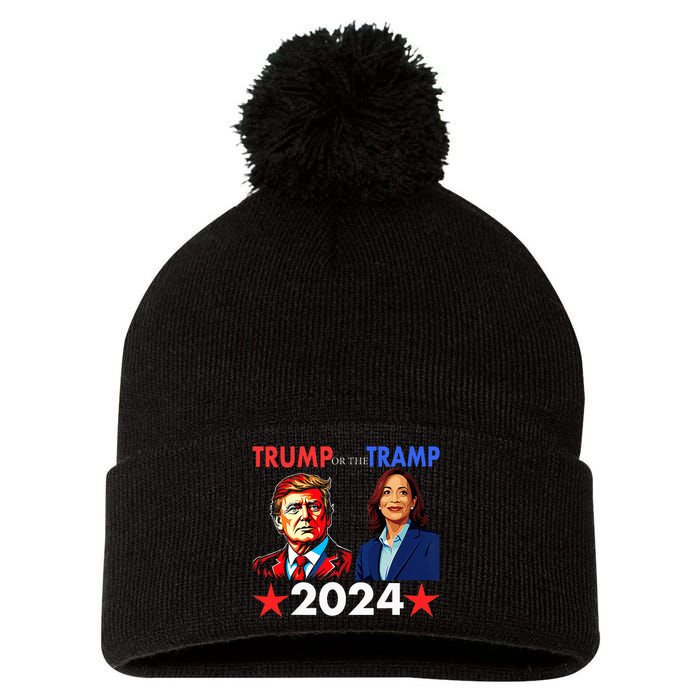 Trump Or The Tramp 2024 Vote For Trump Trump Vance 2024 Pom Pom 12in Knit Beanie