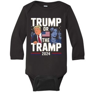 Trump Or The Tramp 2024 Vote For Trump Trump Vance 2024 Baby Long Sleeve Bodysuit