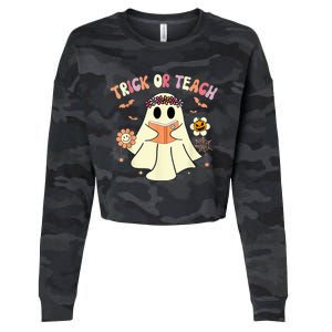 Trick Or Teach Funny Teacher Halloween Shirts Wo Costume Cropped Pullover Crew