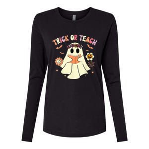 Trick Or Teach Funny Teacher Halloween Shirts Wo Costume Womens Cotton Relaxed Long Sleeve T-Shirt