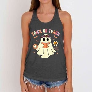 Trick Or Teach Funny Teacher Halloween Shirts Wo Costume Women's Knotted Racerback Tank