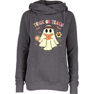 Trick Or Teach Funny Teacher Halloween Shirts Wo Costume Womens Funnel Neck Pullover Hood