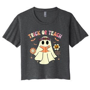 Trick Or Teach Funny Teacher Halloween Shirts Wo Costume Women's Crop Top Tee