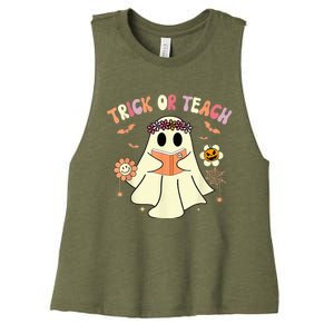 Trick Or Teach Funny Teacher Halloween Shirts Wo Costume Women's Racerback Cropped Tank