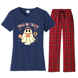 Trick Or Teach Funny Teacher Halloween Shirts Wo Costume Women's Flannel Pajama Set