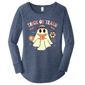 Trick Or Teach Funny Teacher Halloween Shirts Wo Costume Women's Perfect Tri Tunic Long Sleeve Shirt