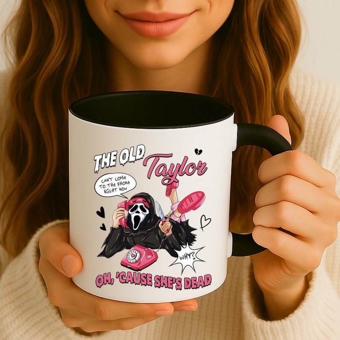 The Old TS Cant Come To The Phone Right Now Funny Halloween Ghostface Mug