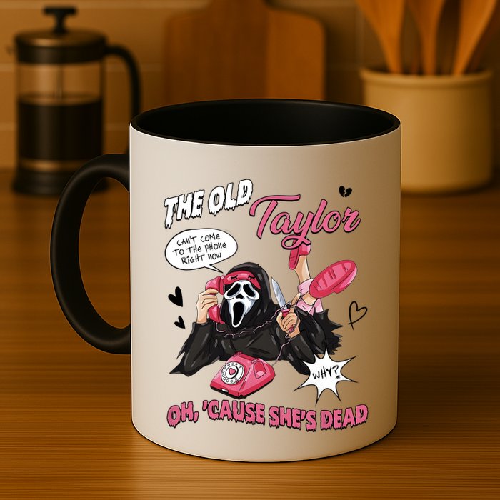 The Old TS Cant Come To The Phone Right Now Funny Halloween Ghostface Mug
