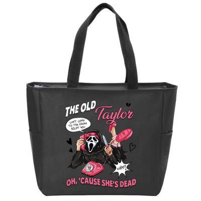 The Old TS Cant Come To The Phone Right Now Funny Halloween Ghostface Zip Tote Bag