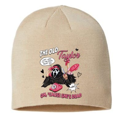 The Old TS Cant Come To The Phone Right Now Funny Halloween Ghostface Sustainable Beanie