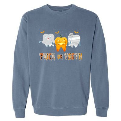 Trick Or Teeth Funny Dental Hygienist Dentist Rdh Halloween Meaningful Gift Garment-Dyed Sweatshirt