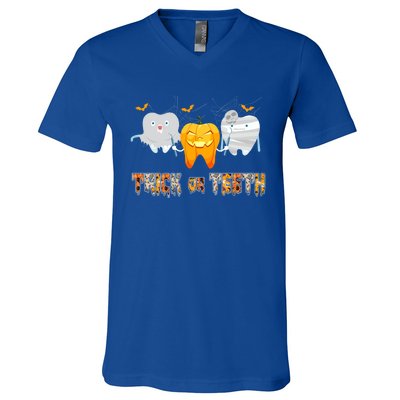 Trick Or Teeth Funny Dental Hygienist Dentist Rdh Halloween Meaningful Gift V-Neck T-Shirt