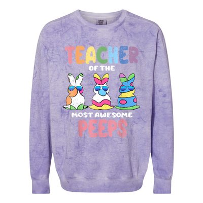 Teacher Of The Most Awesome Easter Bunny Spring Colorblast Crewneck Sweatshirt