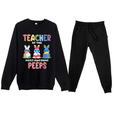 Teacher Of The Most Awesome Easter Bunny Spring Premium Crewneck Sweatsuit Set