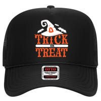 Trick Or Treat Halloween Witch High Crown Mesh Back Trucker Hat