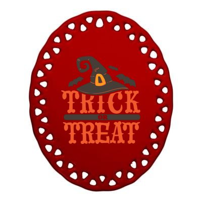 Trick Or Treat Halloween Witch Ceramic Oval Ornament