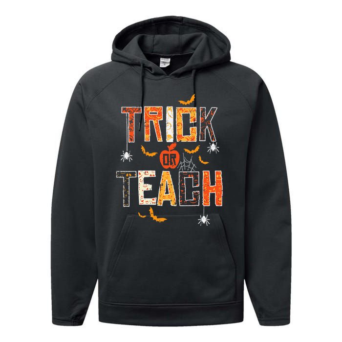 Trick Or Teach Retro Halloween Teacher Women Costume Performance Fleece Hoodie