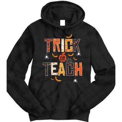 Trick Or Teach Retro Halloween Teacher Women Costume Tie Dye Hoodie