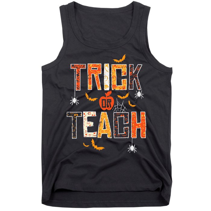 Trick Or Teach Retro Halloween Teacher Women Costume Tank Top