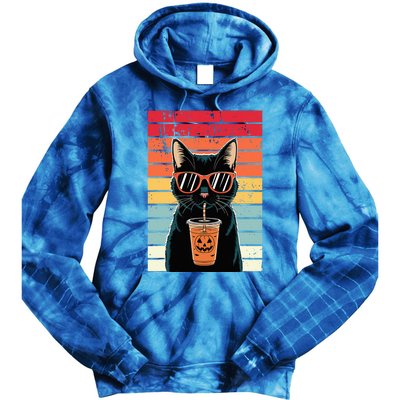 Trick Or Treat Black Cat Hipster Halloween Black Cat Tie Dye Hoodie