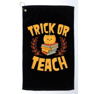 Trick Or Teach Pumpkin Funny Cute Elementary School Teacher Platinum Collection Golf Towel