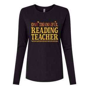 Thanksgiving One Thankful Reading Teacher Cute Gift Womens Cotton Relaxed Long Sleeve T-Shirt