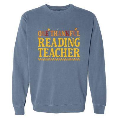 Thanksgiving One Thankful Reading Teacher Cute Gift Garment-Dyed Sweatshirt