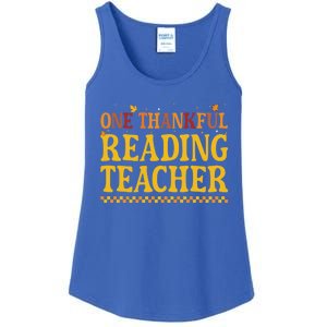 Thanksgiving One Thankful Reading Teacher Cute Gift Ladies Essential Tank